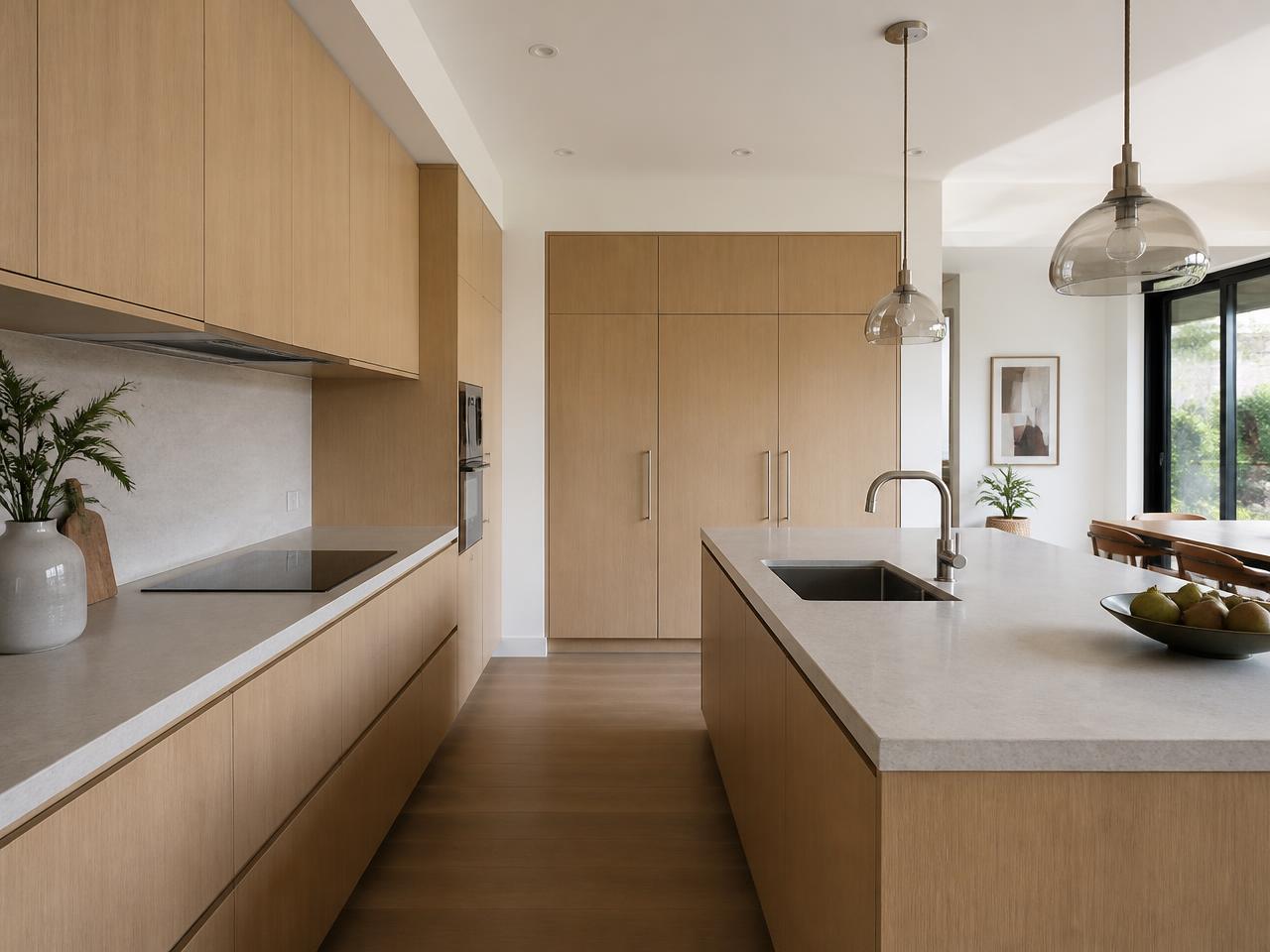 Cocina contemporánea impecable tras una limpieza profunda